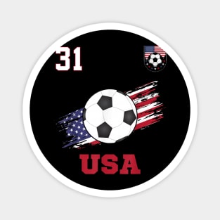 American USA Flag Soccer Jersey Favorite Lucky Number 31 Women Men Magnet